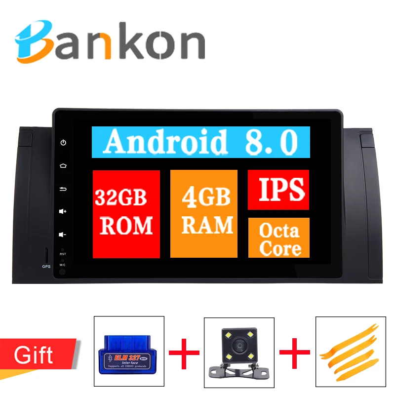 

9" Android 8.0 Car Video Audio Multimedia GPS Player Octa Core Radio For BMW 5 Series E39 X5 E53 M5 7 Series E38 Wifi Cnabus FM