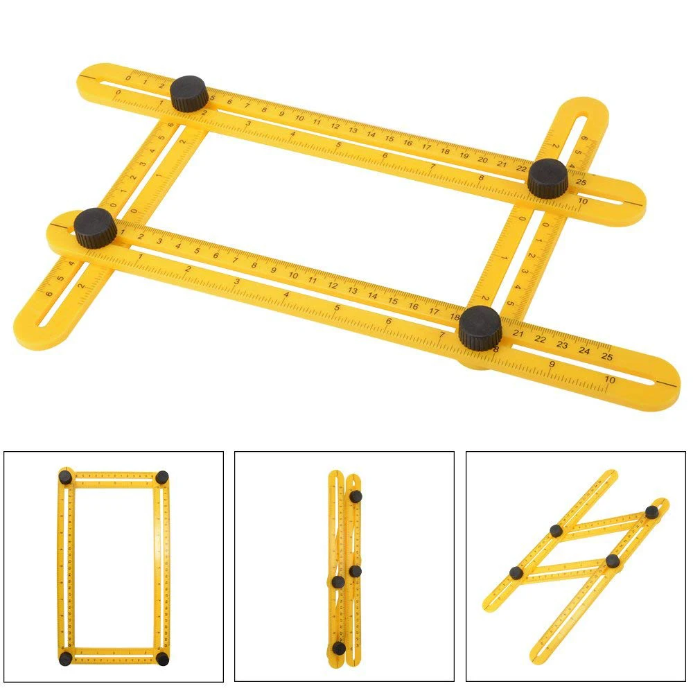

Template Tool Four-Sided Ruler Measuring Instrument Mechanism Slide for Handymen Builders Craftsmen AD052