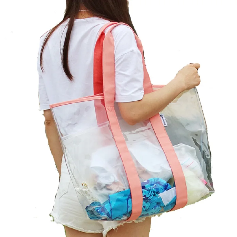 

Large Sport Swimming Handbag for Women Casual Tote Handbags Large Capacity Shoulder Bag Waterproof PVC Transparent Shopping Bag