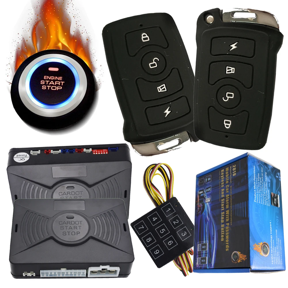 passcodes keyless entry car alarm system with start stop engine button