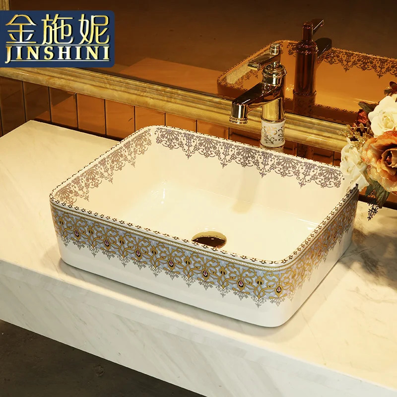 

Gold jingdezhen ceramic counter basin wash