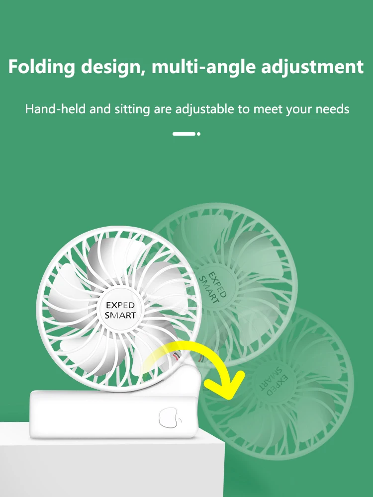 Настольный складной вентилятор может быть ручной и сидеть три ветра низкий уровень шума Двойной источник питания