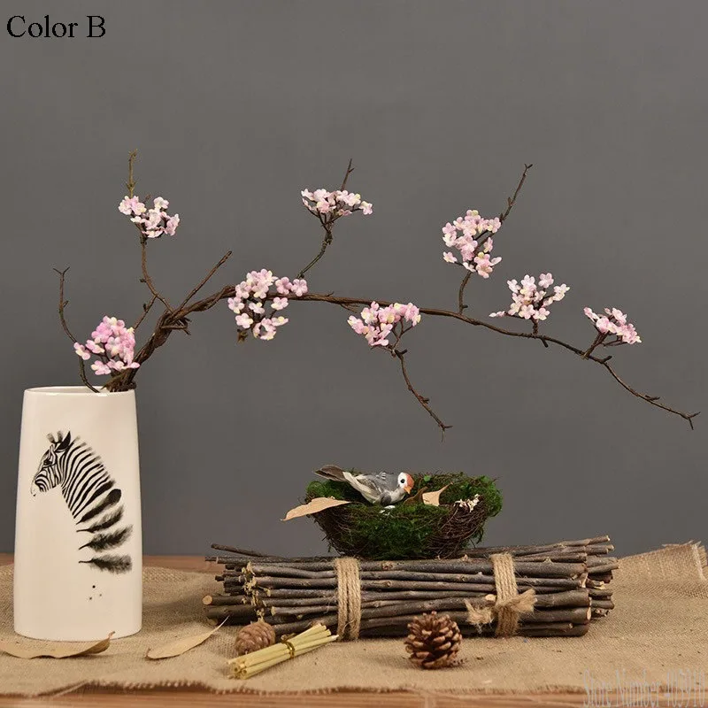Цветы вишни ветка дерева искусственные шелковые цветы Сакура ротанг Кудо для осени украшение дома декор стола поддельные цветы