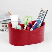 3 Слот домашнего офиса ладьевидные Desktop Кожаная Коробка для хранения Органайзер чехол для пульта дистанционного управления Косметика метизы красный 256B