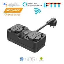 Smart WiFi открытый штекер, IP44 водостойкий, Alexa и Google Assistant и IFTTT поддерживается, приложение дистанционного управления Meross MSS620EU