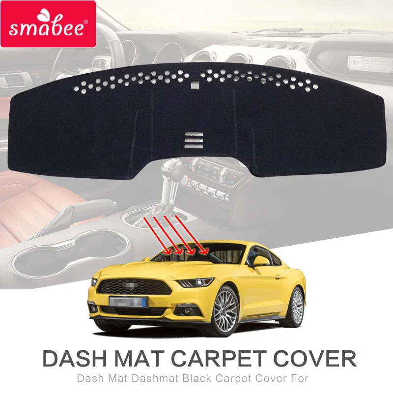 

smabee Dash Mat Dashmat Black Carpet Cover For FORD MUSTANG 2015-2018 Sunscreen insulation