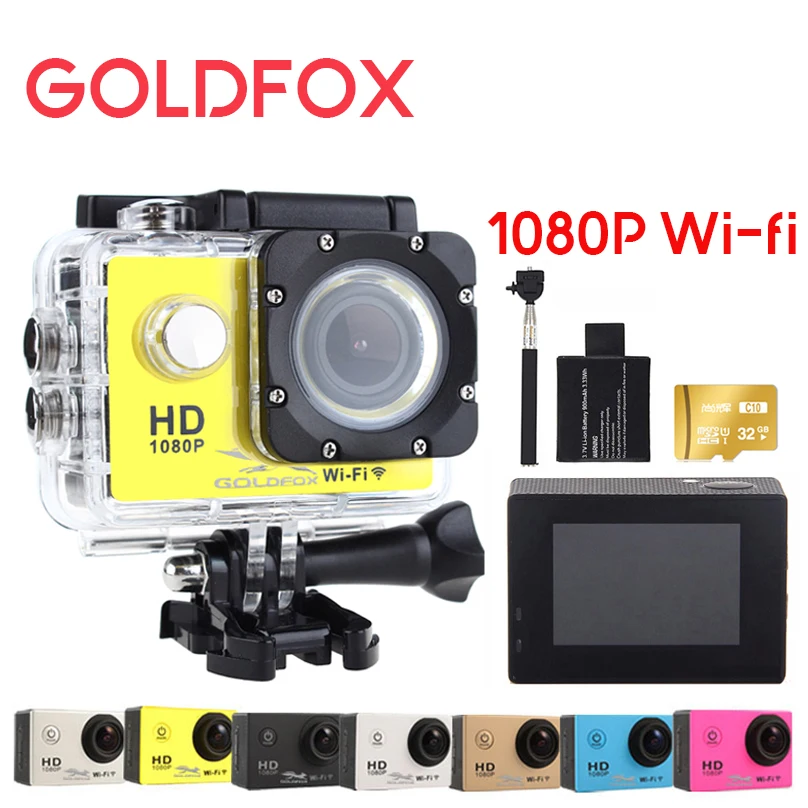 

GOLDFOX 1080P Full HD Action Camera 12MP 30M Diving Go Waterproof Pro Hero 3 Style Sport Dv Bike Helmet Cam Camera