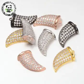 

Italian Horn Brass Micro Pave Cubic Zirconia Charms, Mixed Color, 16x9x4mm, Hole: 1mm