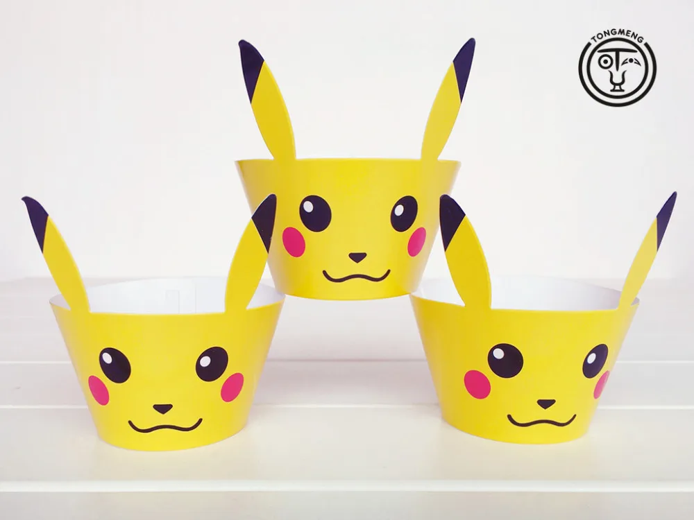 

12pcs cartoon Anime pokemon go Pikachu Party Decoration Wedding Cupcake Wrappers Favors Gold Cup Cake Toppers Picks