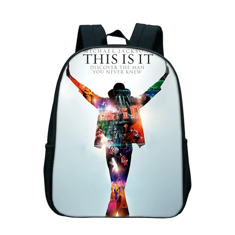 12 Inch Michael Jackson Pattern Printed Backpack MJ Rucksack Girl Boys School Bag Kindergarten Bookbag For Children Kids Gifts bookbags-for-girls