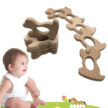 

Baby Teether Pacifier Puppy Natural Wooden Teething Nursing Chew Necklace Toys safe no toxin baby accessories