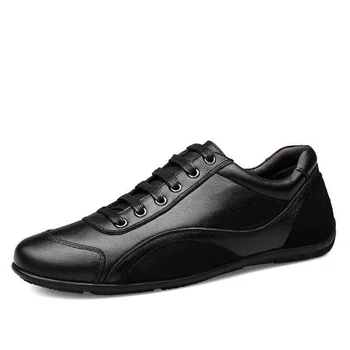 

New Quality Leather Men Black Shoes Fashion Style Genuine Leather Men Shoes Comfortable Brand Men Casual Shoes Plus Size 28-68
