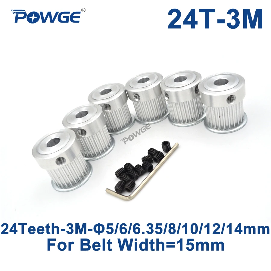24 Teeth 3M Timing Pulley Bore 5//6//6.35//8mm for Width 15mm 3M Synchronous Belt