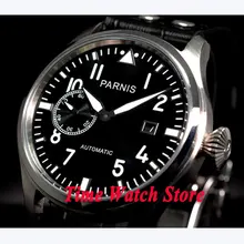 Часы Parnis 47 мм черное окно с датой набора светящиеся Автоматические Мужские t мужские часы 97