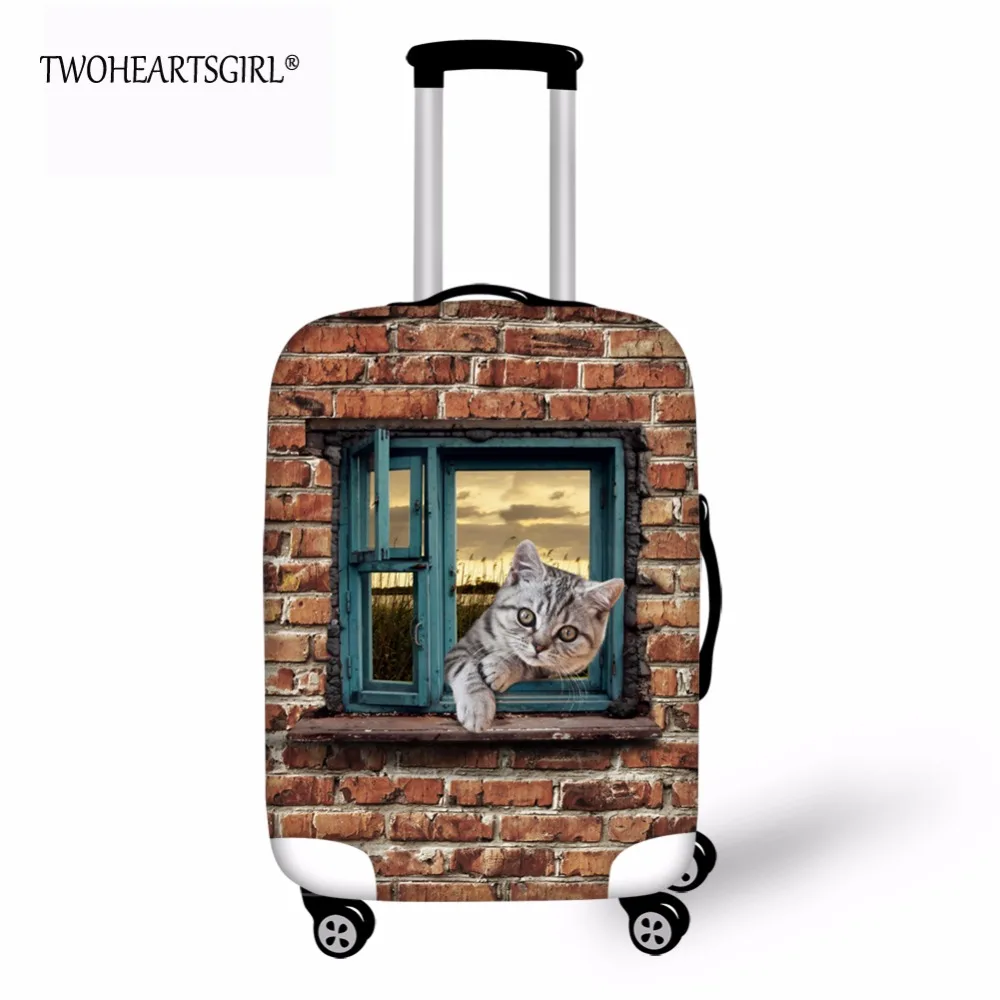 

TWOHEARTSGIRL Custom Cat Animal Designer Luggage Cover Stretch Suitcase Cover Dustproof Protective Luggage Cover with Zipper