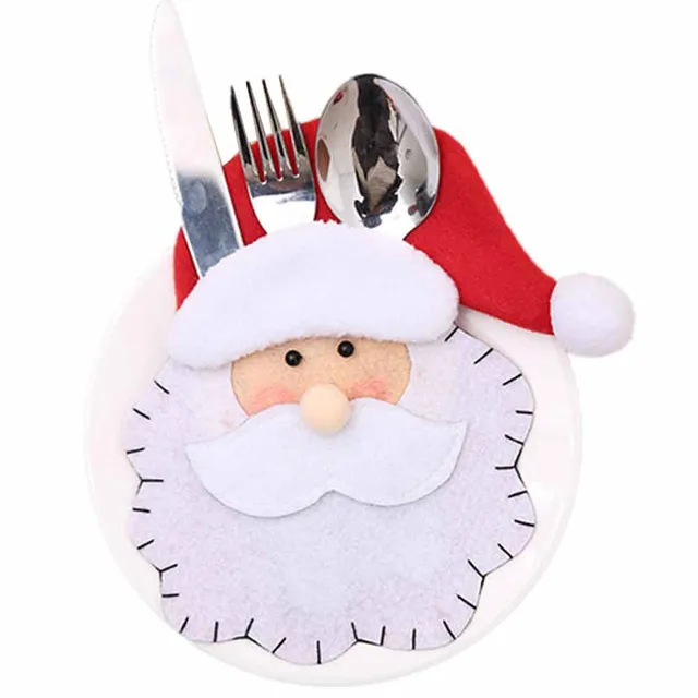 Christmas Decorative Tableware Santa Claus Fork Set Tableware Storage