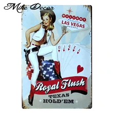 [Mike86] Корова Девушка в Лас-Вегасе металлические вывески подарок паб настенная живопись плакат ремесло Бар Декор B-214 смешанный заказ 20*30 см