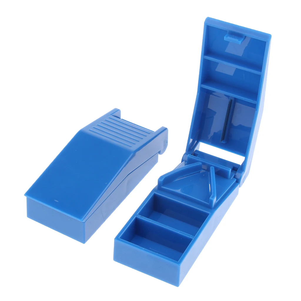 Pack of 2pcs Blue Durable Pill Cutters Tablet Dividers Perfect Medicine Slicers for Home Travel Use