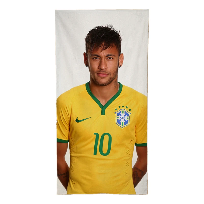 Новое белое полотенце с фотопечатью Neymar из микрофибры для футбола игрока в