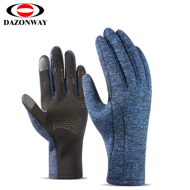 Уличные спортивные перчатки для бега унисекс Зимние велосипедные перчатки мужские и женские теплые флисовые перчатки для мобильного телефона с сенсорным экраном Синие Серые M~ XL