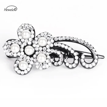 

Handmade Women Lady Flower Plastic Rhinestone Crystal Stones Bead Hairpins Hair Clamps Duckbill Clip Headdress Headwear