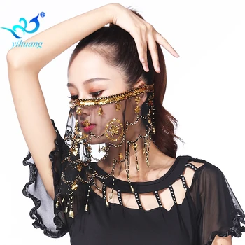 

Hot Sale Belly Dancing Face Veil Scarf Women Bellydance Belly Dance Costumes Accessories Scarf Sequin Mesh Scarf