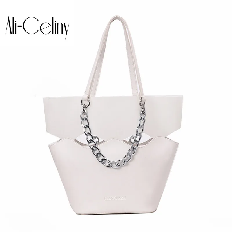 

2019 new fashion chain hollow bucket mother bag Korean version of simple hand bill of lading shoulder Messenger bag