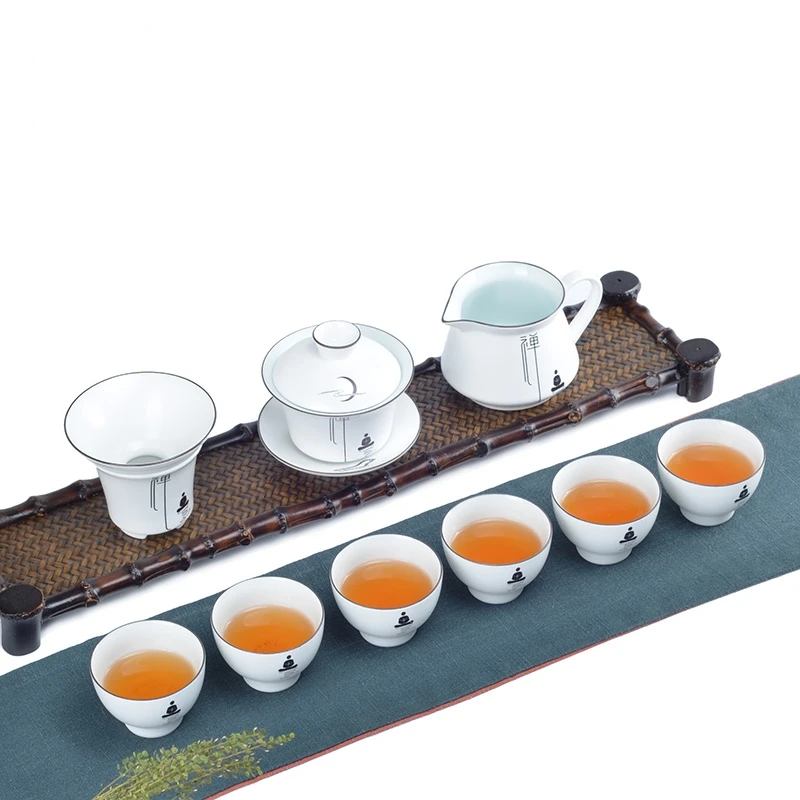 PINNY 9Pcs/set White Porcelain Kung Fu Tea Set Ceramic Zen Teapots