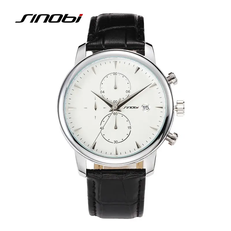 

SINOBI Rose Gold Men Business Casual Watch For Brand Males Fashion Leather Wristwatch Geneva Quartz-Watch Relojes Casual Hombres