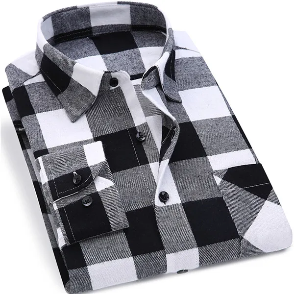 Мужской социальной платья рубашки фланелевые Новая мужская клетчатая рубашка хлопок высокое качество мужские деловые повседневные Рубашка с длинными рукавами - Цвет: XDTF16