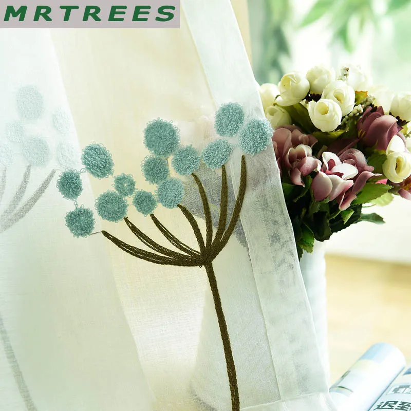 MRTREES современный вышитый тюль для гостинной на окна спальни шторы кухню портьеры