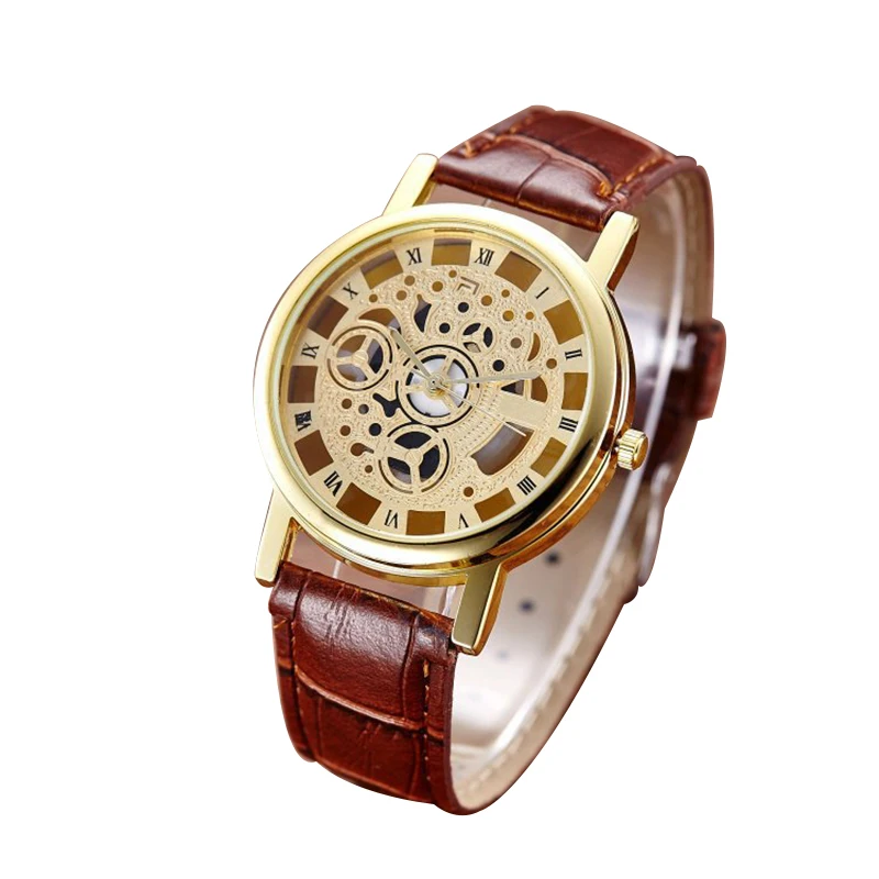 Men Roman numerals Quartz business Watch Fashion Automatic mens leather wristwatch top quality famous waterproof clock