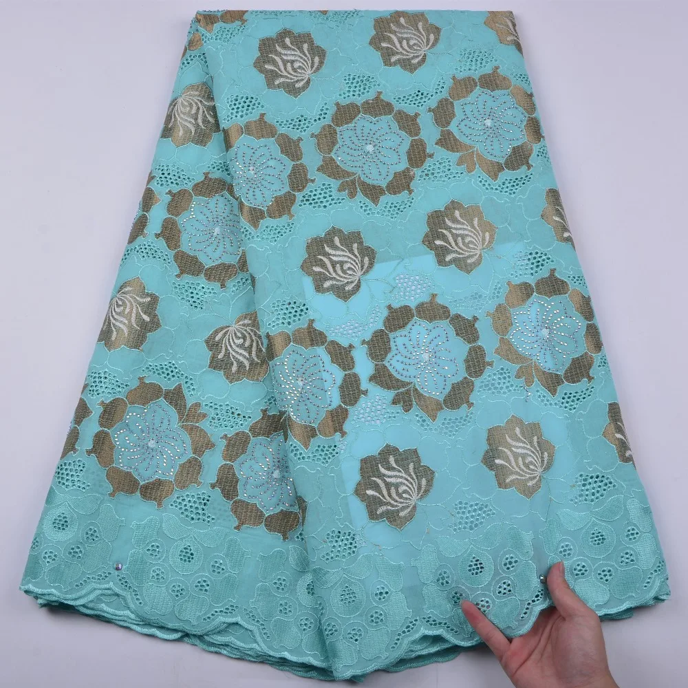 

Light Cyan Nigerian Lace fabrics 2018 African Swiss Voile Lace High Quality Swiss Voile Lace in Switzerland For Wedding A1283