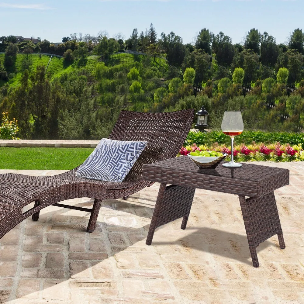 Giantex Folding Pe Rattan Side Coffee Table Patio Garden Outdoor Furniture Brown New Home Furniture Hw58873 Aliexpress