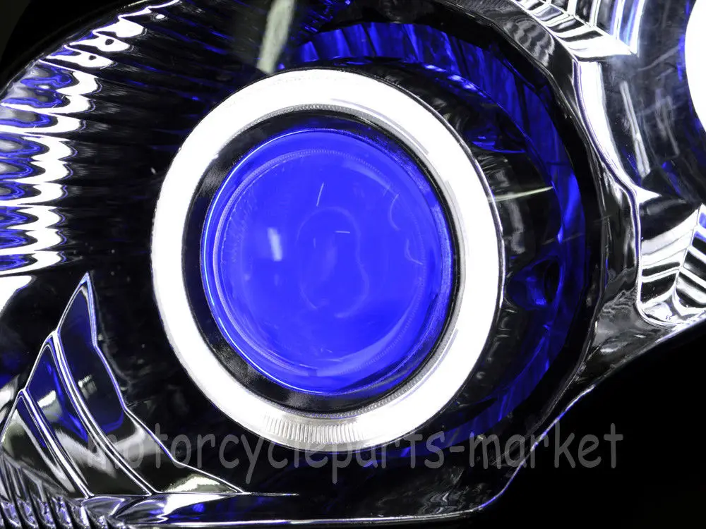 Мотоцикл Белый Ангел глаз W/синий Демон глаз HID проектор фара в сборе для Honda Goldwing GL1800 01-15 Goldwing F6B 13-15