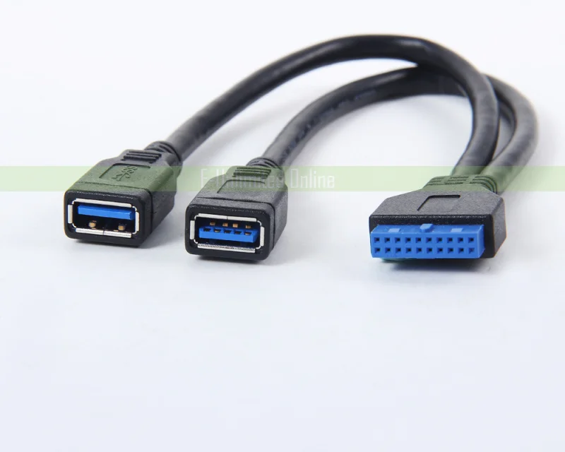 

100pcs/lots  New 2 ports USB 3.0 Type A Female to Motherboard 20 pin Header Cable Adapter Converter 25cm, By Fedex