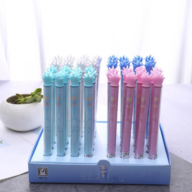 

6 Pcs/set Cartoon 0.5mm Candy Color Sea Princess Crown Gel Pens School Office Supplies Stationery Gifts Writing Pens