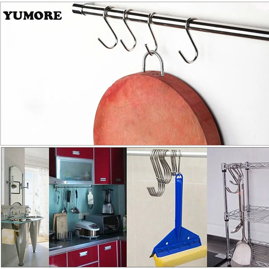 Ganchos de acero inoxidable en forma de S para colgar en la cocina el dormitorio y la oficina Yuhtech 30 unidades el ba/ño