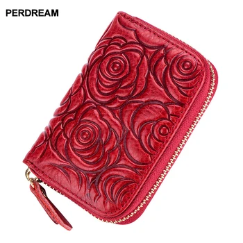 

Rose Print Leather Card Holder for Woman Multifunctional women credit card holders cases wallet business card package