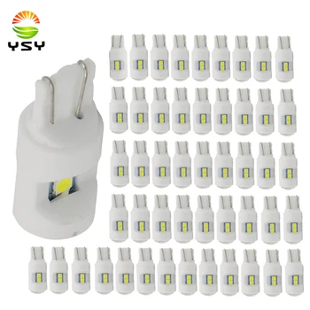 

YSY 50x NEW Ceramics T10 3030 6SMD W5W 168 Wedge Door Instrument Side Bulb Lamp Car Light Plate Light pink White Yellow 12V