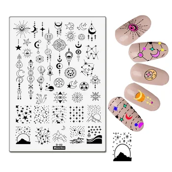 

Galaxy Nail Stamping Plate Moon Sun Image Universe Star Pendant Design Stencil Large Nails Stamp DIY Manicure Templates Nail Art