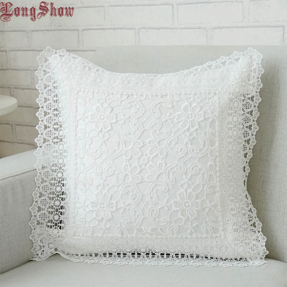 LongShow 45x45см домашняя декоративная тонкая вышивная наволочка для подушки Кофейный/белый/серый цвет чехол на н - Цвет: white 4 flowers