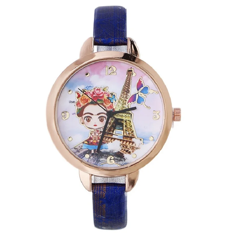 

Gnova Platinum Fashion Women Watch Girl Eiffel Tower Paris Quartz Wristwatch Vintage Geneva Style Relogio para Femme A814