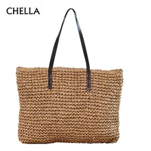 Для женщин соломенная Пляжная Сумка прочная ткань женская ведро сумки Повседневное Вязание ротанга Tote Вместительные сумки Сумки женское плечо Сумки ss0294