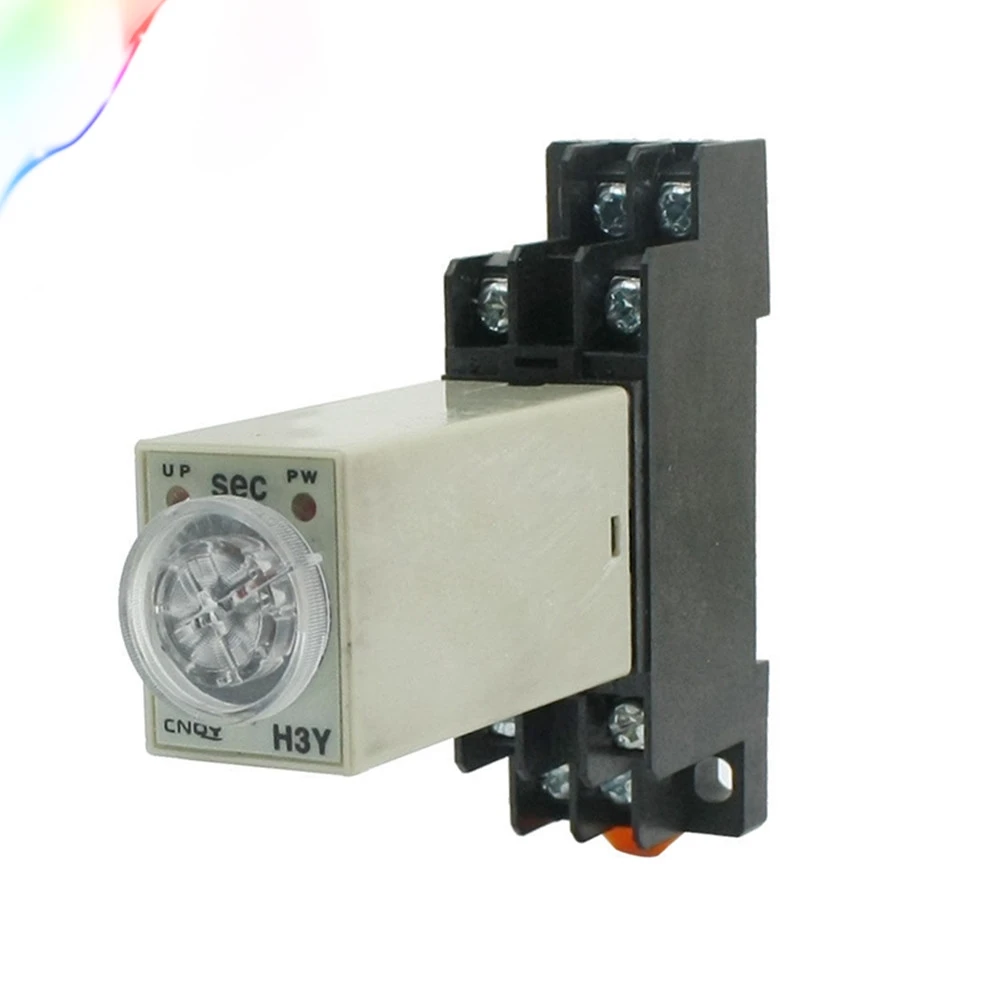 

Rotary Knob DPDT 1S/5S/10S/30S/60S/3M/5M/10M/30M Timer Timing Time Relay AC 220V H3Y-2 With Base Socket