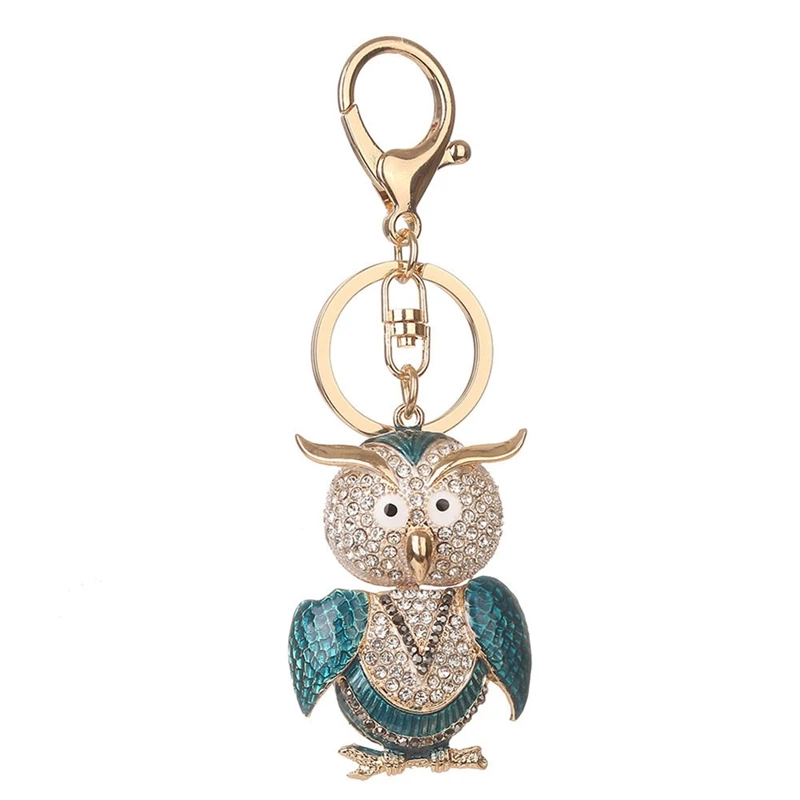 2018 Cute Crystal Owl Keychain Car Keys Holder Rhinestone Keyring Purse