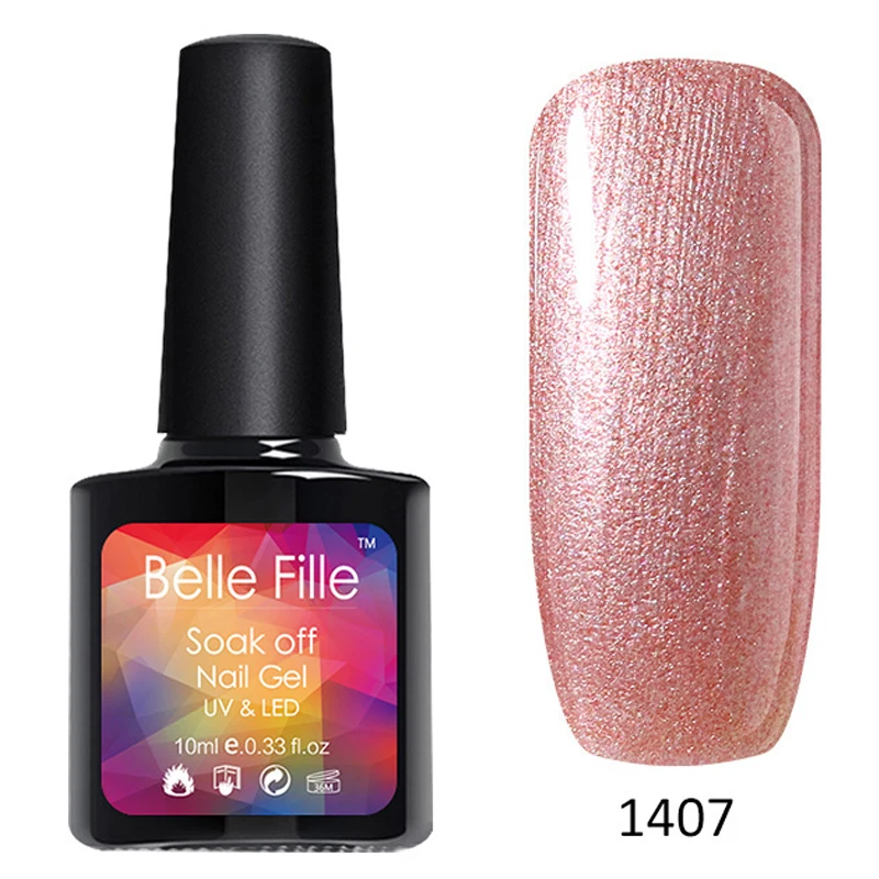 BELLE FILLE Bling УФ Гель лак 10 мл Soak Off Gel Nail Polish гель ногтей Полупостоянный 1461|Гель для