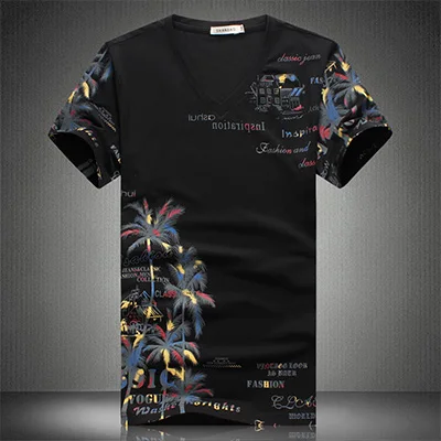 Новинка, модные летние комплекты с шортами, мужские повседневные Костюмы с принтом кокосового острова для мужчин, костюм в китайском стиле, комплекты, футболка+ штаны, 5XL - Цвет: T Shirt Black