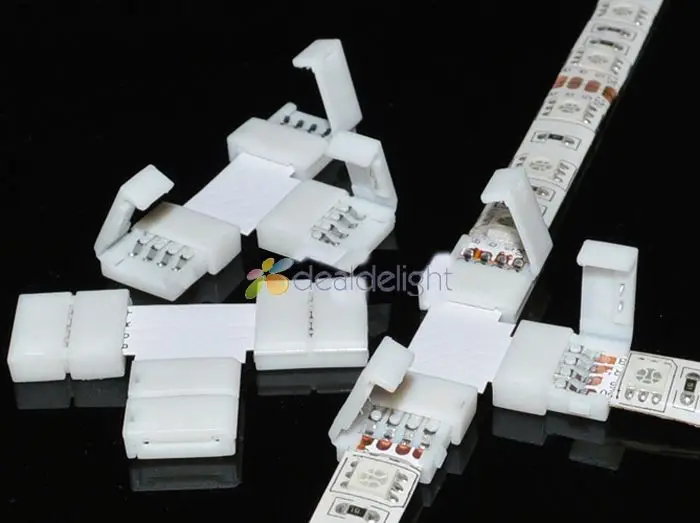 

10PCS 10mm width 4 Pin T Shape LED Corner Strip Connectors No Welding For 5050 RGB LED Strip Light Free Shipping