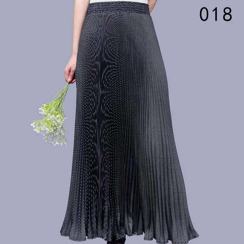 Элегантный дизайн, винтажная плиссированная юбка с высокой талией, Женская длинная юбка макси в черно-белую полоску, Faldas Saia, длинная юбка